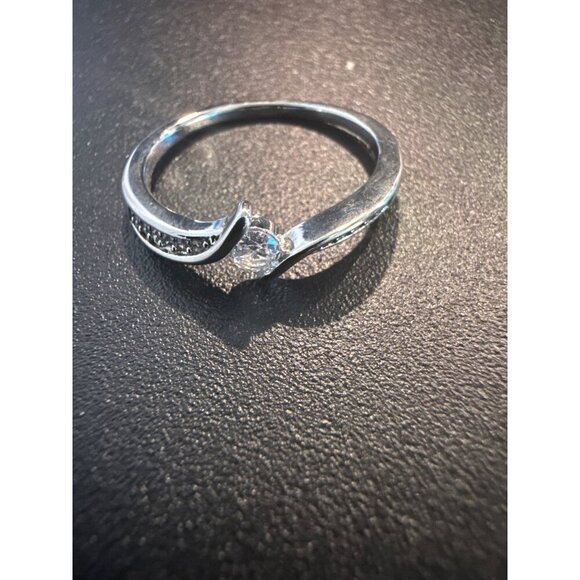 Sterling Silver Plated Twist Engagement Ring With Cubic Zirconia Stone - Picture 3 of 6